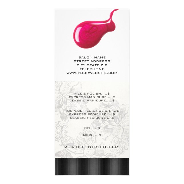 Nail Salon Price List Rack Cards (Front)