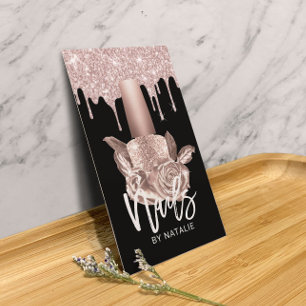 Nail Salon Rose Gold Drips Floral Polish Bottle Business Card