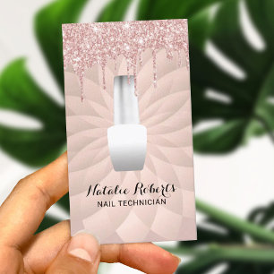 Nail Salon Rose Gold Drips Geometric Manicurist  Business Card