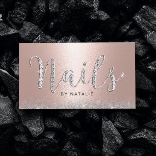 Nail Salon Rose Gold Lux Diamond Typography Business Card