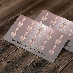 Nail Salon Rose Gold Metal Polish Manicurist Loyalty Card