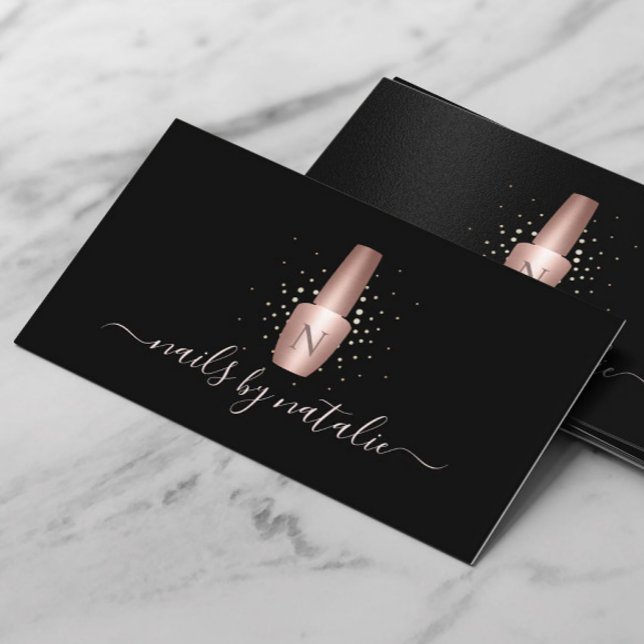 Nail Salon Rose Gold Polish Bottle Makeup Artist Business Card (Creator Uploaded)