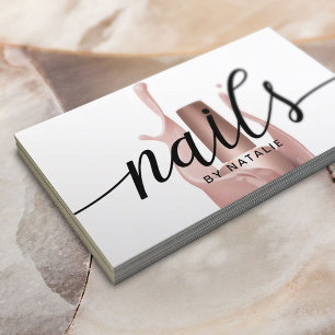 Nail Salon Rose Gold Polish Bottle Manicurist Business Card