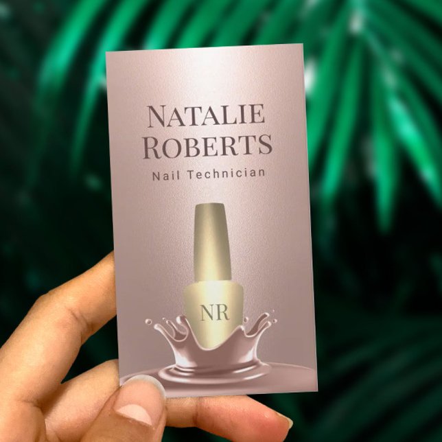 Nail Salon Rose Gold Polish Splash Makeup Artist Business Card (Creator Uploaded)