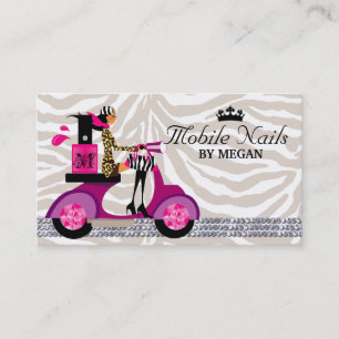 Nail Salon Scooter Girl Fashion Business Card Blac