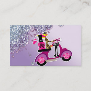 Nail Salon Scooter Girl Glitter Polish Business Card