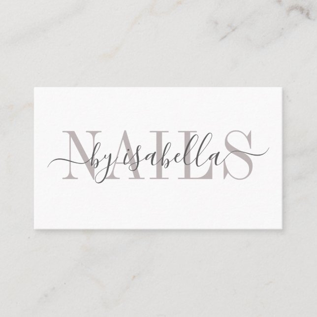 Nail Salon Script Signature Business Card (Front)