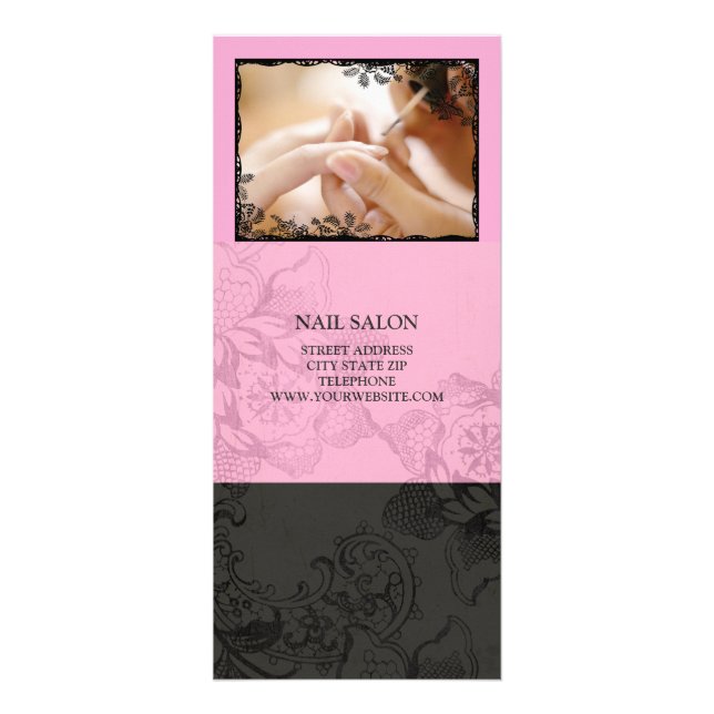 Nail Salon Services Price List {Pink} Rack Card (Front)