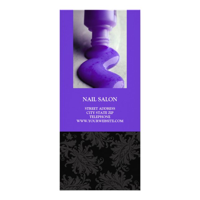 Nail Salon Services Price List {Purple} Rack Card (Front)