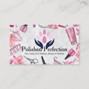 Nail Salon Tools Manicured Polished Beauty Logo Business Card