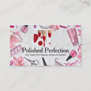 Nail Salon Tools Red Nail Polish Business Card