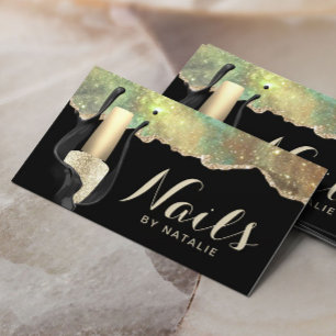 Nail Salon Trendy Glam Glitter Agate Manicure Business Card