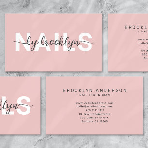 Nail Salon Typography Blush Pink Business Card