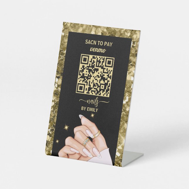 Nail Salon Venmo QR Code Payment | Scan to Pay  Pedestal Sign (Front)