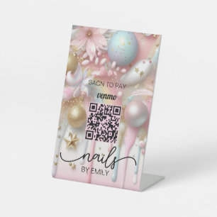 Nail Salon Venmo QR Code Payment   Scan to Pay  Pedestal Sign