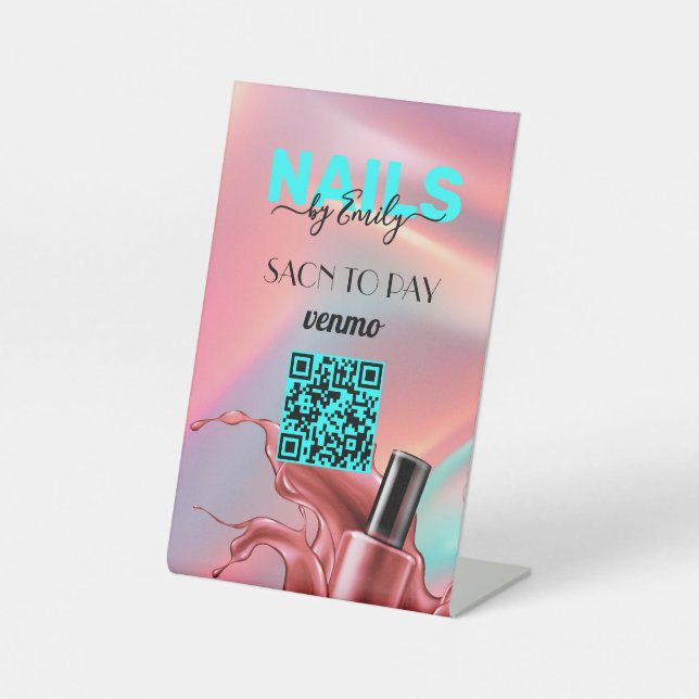 Nail Salon Venmo QR Code Payment | Scan to Pay  Pedestal Sign (Front)
