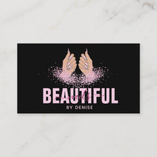 nail salon woman hand holograph nails technician business card