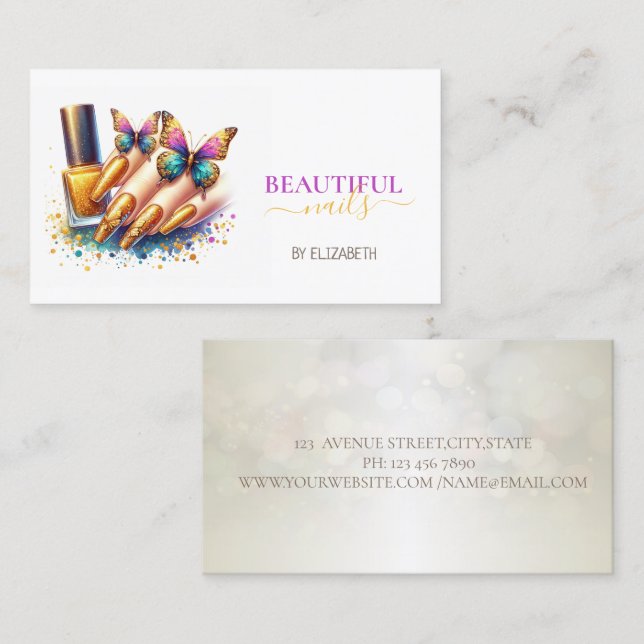Nail Salon Woman Hand Nails Business Card (Front/Back)