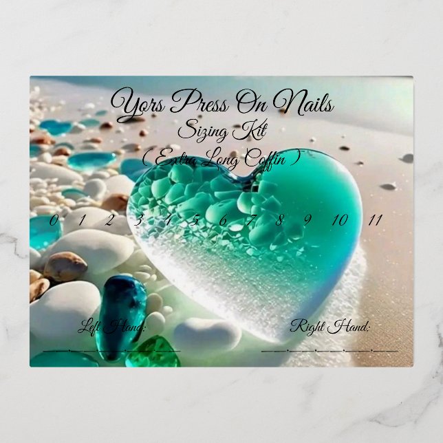 Nail Sizing Chart Foil Holiday Postcard (Front)