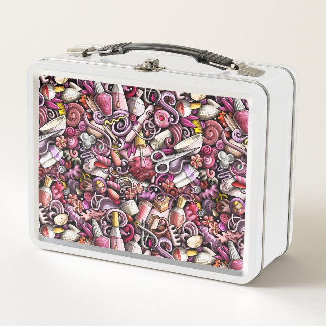 Nail Studio Pattern Metal Lunch Box (Front)