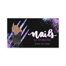 Nail Tech Bold Holographic Your Logo Business Card