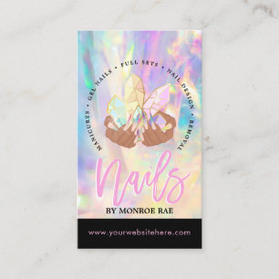 Nail Tech Crystal Holographic Nail Shop Business C Card
