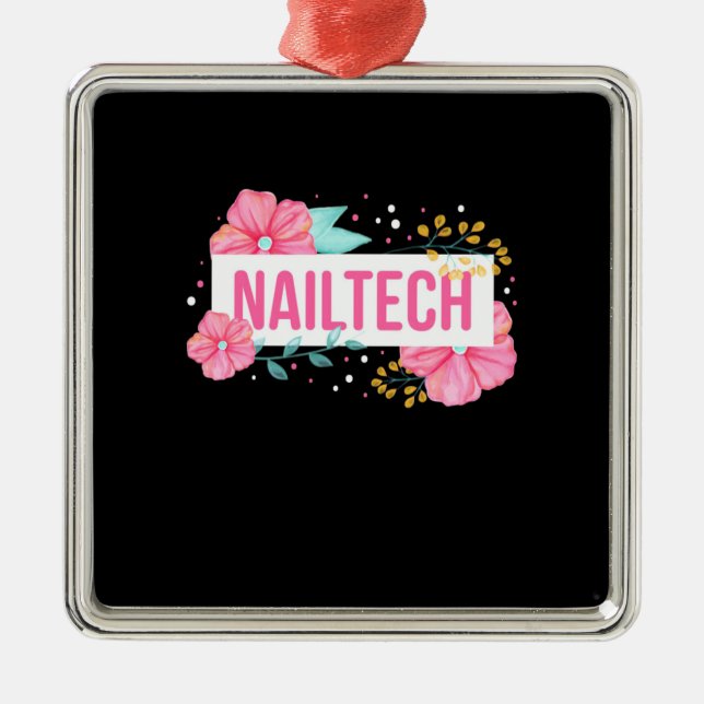 Nail Tech Flower Metal Ornament (Front)