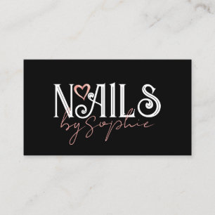 Nail Tech Nail Art Black Business Card
