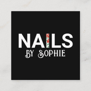 Nail Tech Nail Art Black  Square Business Card