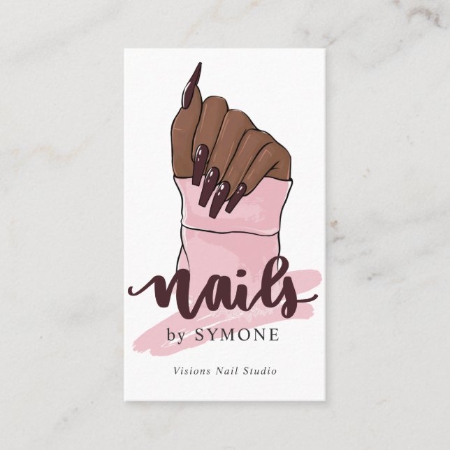 Nail Tech Nail Artist Beauty Salon Blush Pink Logo Business Card (Front)