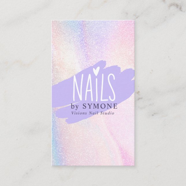 Nail Tech Nail Artist Beauty Salon Painted Brush B Business Card (Front)