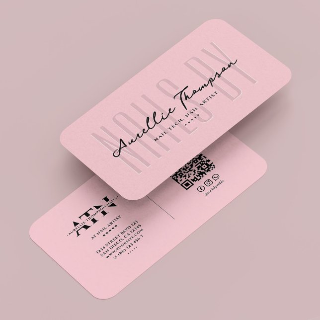 Nail Tech Nail Artist Pastel Pink Modern Business Card (Nail Tech Nail Artist Pastel Pink Modern Business Card
)