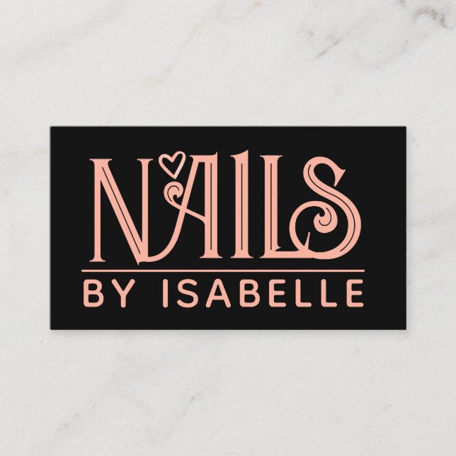 Nail Tech Nail Artist Pink Black Business Card (Front)
