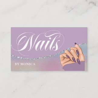 Nail Tech, Nail Salon Purple Elegant Business Card