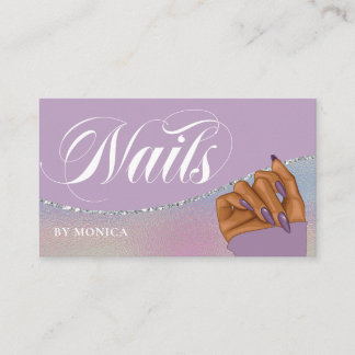 Nail Tech, Nail Salon Purple Elegant Business Card