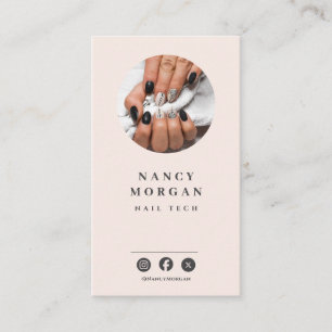 Nail Tech Photo QR Code Blush Pink Business Card