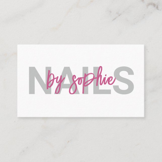 Nail Tech Pink White Business Card (Front)