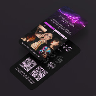 Nail Tech Purple Black Nail Artist Reward Loyalty Business Card