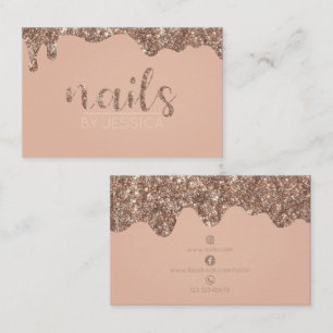 Nail tech Rose gold Glitter Business Card