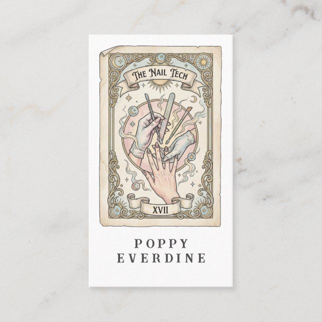 Nail Tech Tarot QR Code Card Business Card (Front)