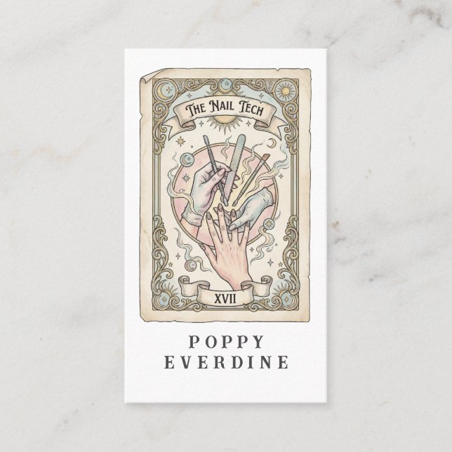 Nail Tech Tarot QR Code Card Business Card (Front)