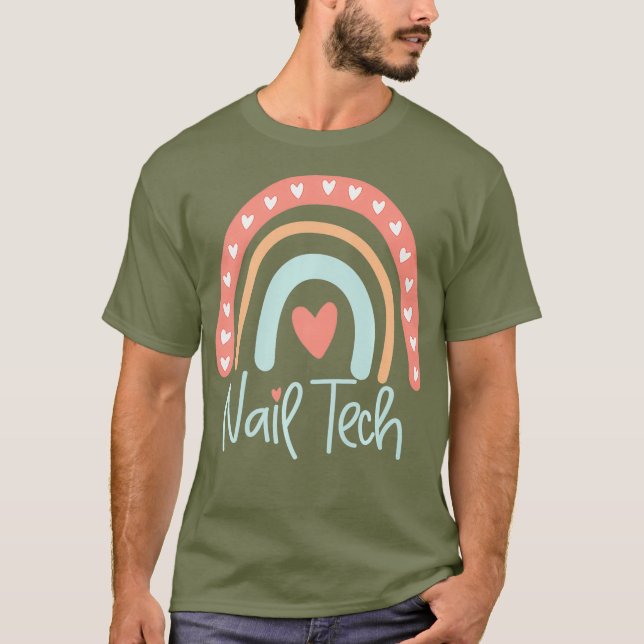 Nail Tech Technician Manicurist Boho Rainbow T-Shirt (Front)