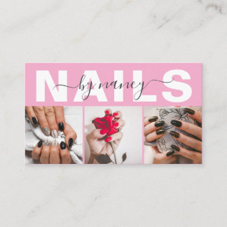 Nail Tech Typography Photo Pink  Business Card
