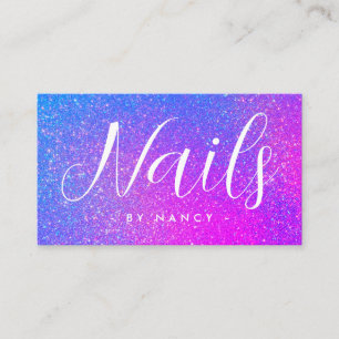 Nail Tech Typography Purple Holographic Glitter  Business Card