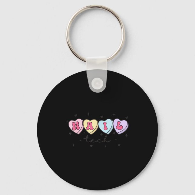 Nail Tech Valentine's Day Heart Manicurist Cosmeto Key Ring (Front)
