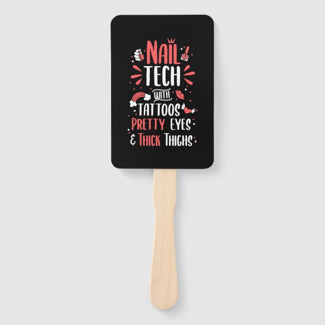 Nail Tech With Tattoos Hand Fan (Front)