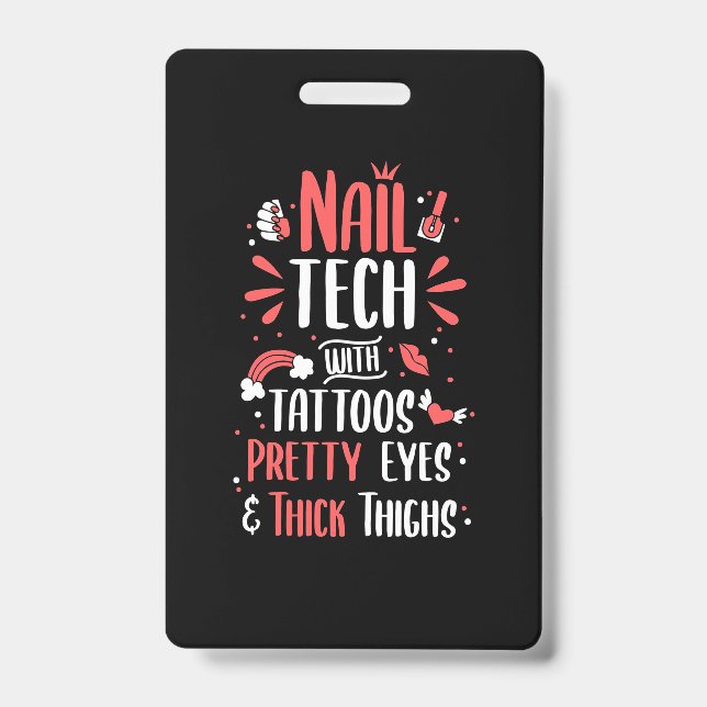 Nail Tech With Tattoos ID Badge (Front)
