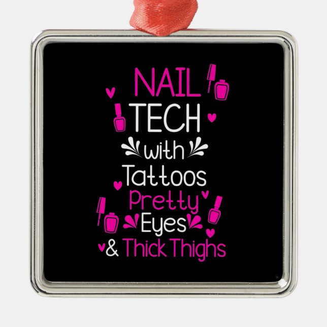 Nail Tech With Tattoos Metal Ornament (Front)