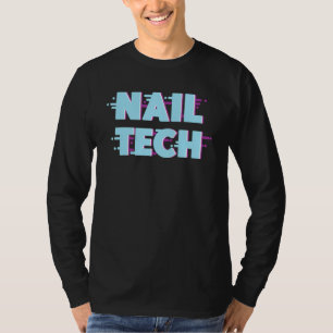 Nail Tech Work Uniform Nail Polish Glitch Retro T-Shirt