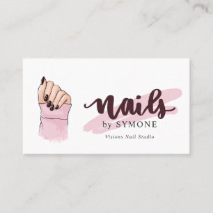 Nail Technician Beauty Salon Blush Pink Burgundy Business Card
